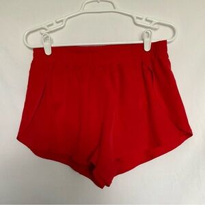 Vibrant Red High-Waisted Athletic Shorts